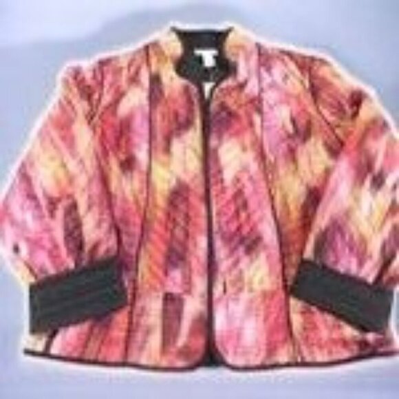 Chicos Womens Reversible Quilted Callie Hyper Pink Abstract Jacket NEW Small/4 - Picture 9 of 10
